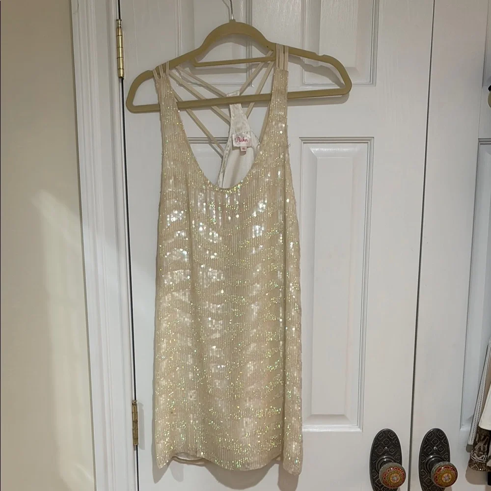 Parker Cream Sequin Dress - Picture 1 of 5